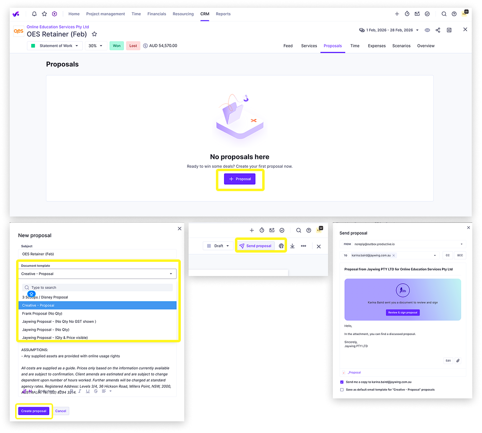 Create and share proposal in Productive